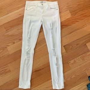Just Black White Ripped Skinny Jeans, Size 28